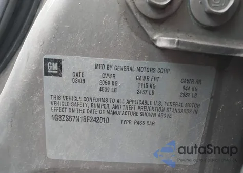 2008 Saturn Aura Xe из США, поврежденный, VIN 1G8ZS57N18F242010